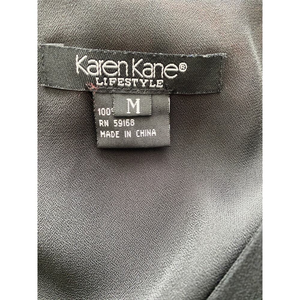 Vintage Karen Kane Silk Black Midi Dress Whimsigoth, Fairy, Witchy M 100% Silk - Picture 7 of 8